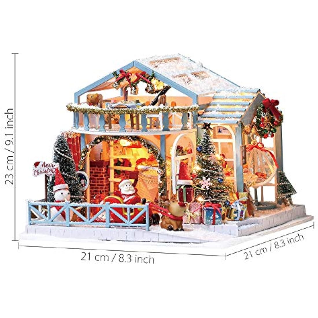 GuDoQi DIY Miniature House Kit with Music, Wooden Dollhouse with LED Light, Mini House Model to Build for Adults, Great Handmade Crafts Gift Idea for Christmas