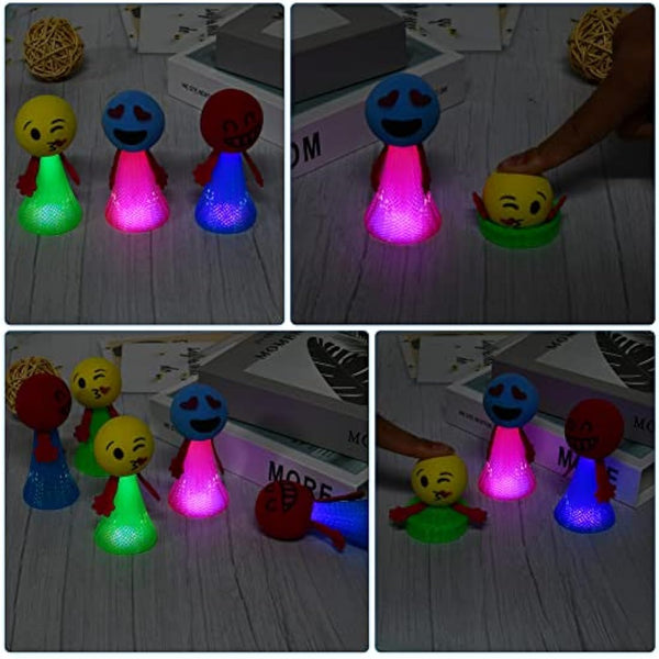 Ainiv 12PCS LED Emoji Creative Bouncing Dolls, Jumping Elf Fidget Toys, Kids Party Bag Fillers, Novelty Cool Spinning Toy, Stress Relief Toy, Funny Jump Bounce Elf Fly Toy for Party Supplies Christmas