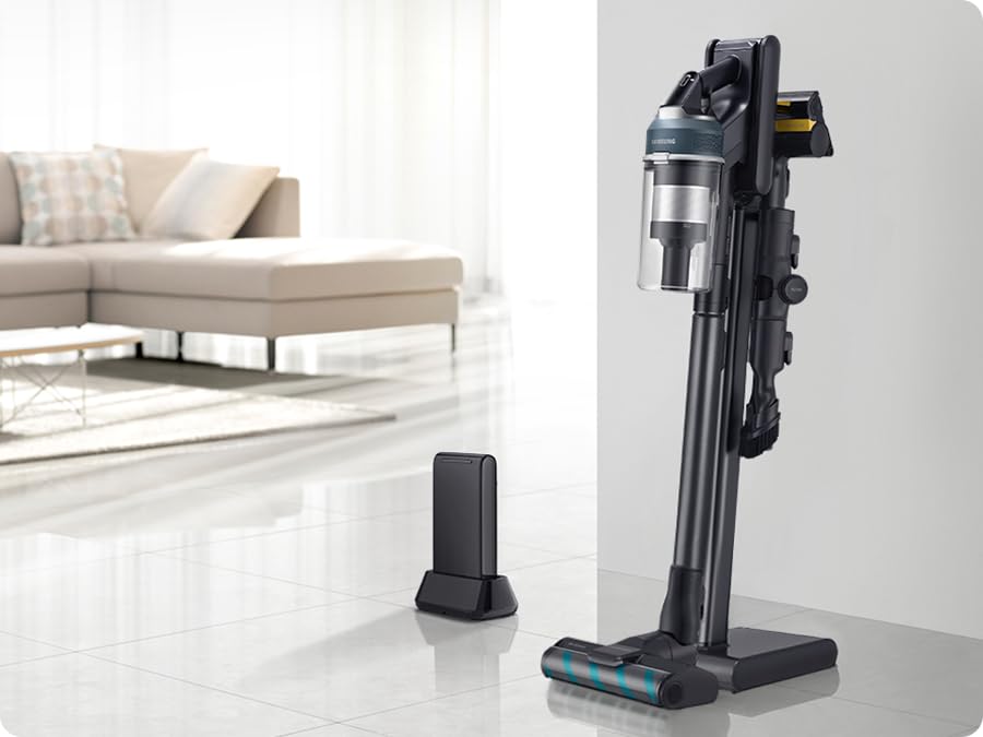 Samsung Jet 95 Pro 210W Cordless Stick Vacuum Cleaner with Pet Tool+ & spray spinning sweeper, Powerful cleaning, 60 mins Run time, Light weight design, VS20C9547TB/EU