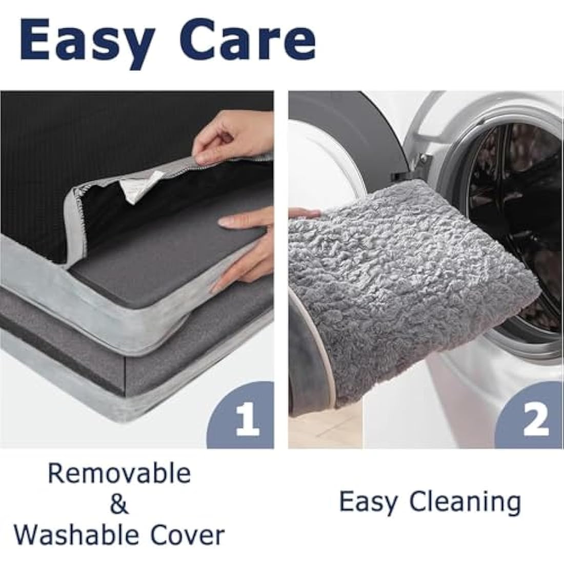 WESTERN HOME Dog Bed Large Dog Beds Orthopedic Dogs Beds Extra Large Pet Sofa Bed Couch for Dods Cats Washable Waterproof Cover, Egg Foam Grey, 106 x 76 x 19 cm