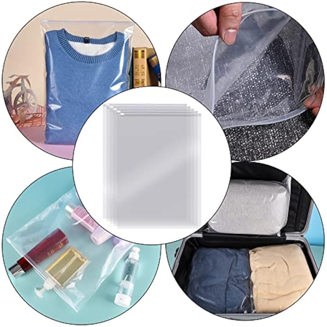 40Pcs Reusable Ziplock Bags, 40 x 30cm Travel Clothes Bags Transparent Large Storage Bag Plastic Seal Clothes Bags for Clothes, Shoes, Cosmetics