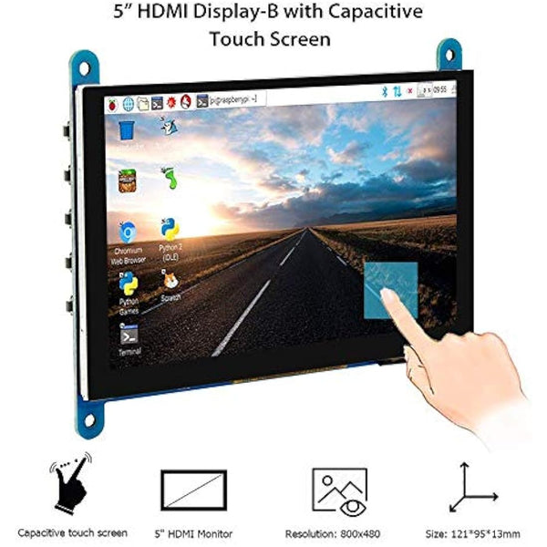 ELECROW For Raspberry Pi Screen, Touch Screen Monitor 5 Inch 800x480 Small Monitor Compatible with Raspberry Pi 5 4 3B+ 3B 2B BB Black Banana Pi Windows 10 8 7
