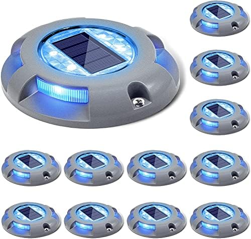 Siedinlar Solar Deck Lights Outdoor Solar Decking Lights Solar Powered Waterproof Solar Ground Lights Solar Lights Outdoor Garden for Pathway Driveway Step Dock 12 Pack (Blue)