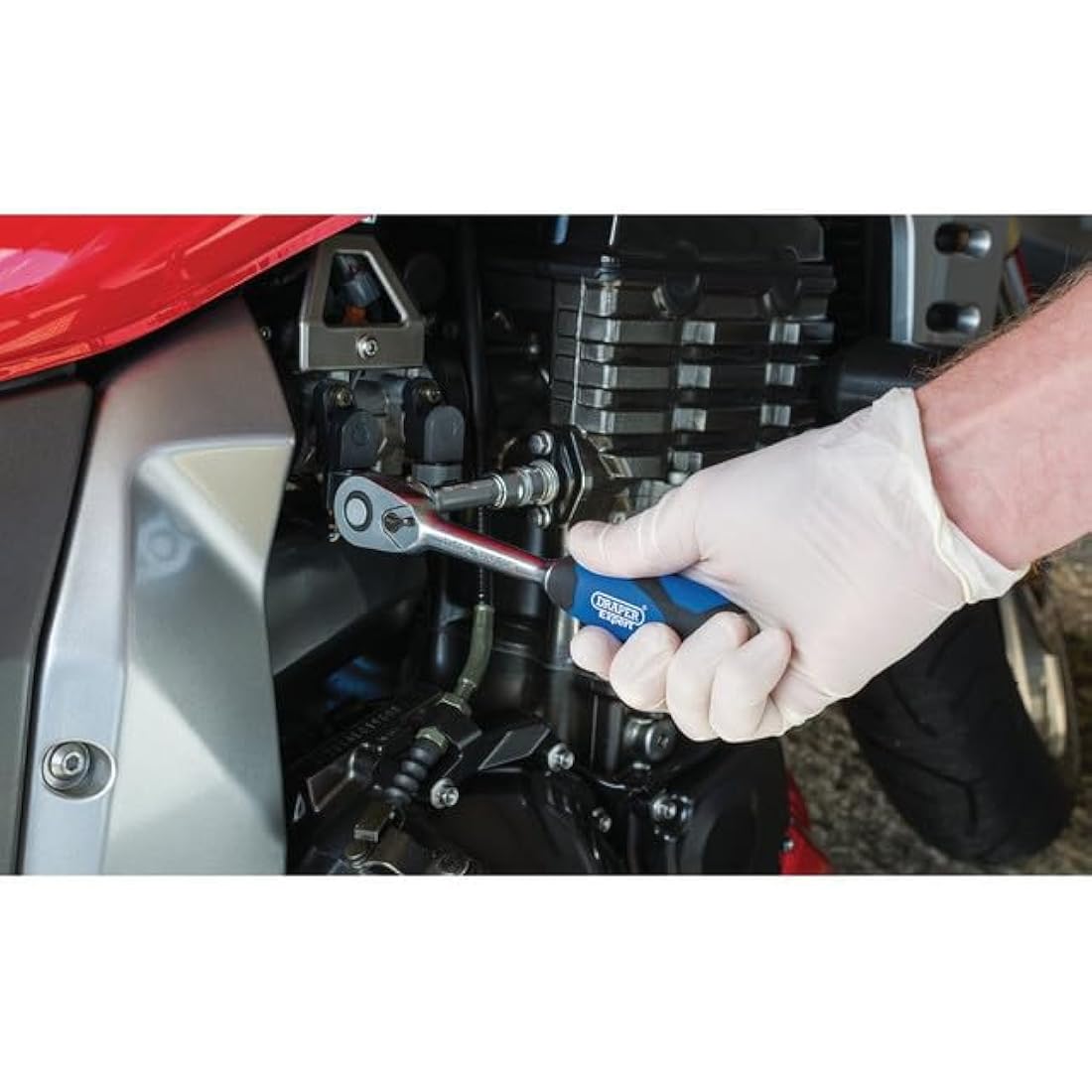 Draper 16373 Square Drive Combined MM/AF Socket and Ratchet 22 Pieces Set, 3/8" Length , Blue