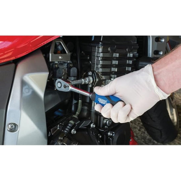 Draper 16373 Square Drive Combined MM/AF Socket and Ratchet 22 Pieces Set, 3/8" Length , Blue