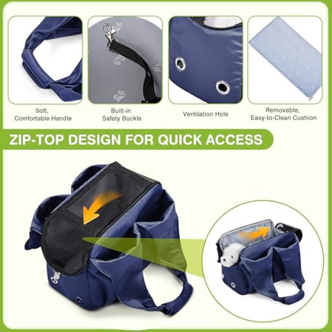 ALLSOPETS Puppy Sling Carrier Dog Slings for Small Dogs Portable Pet Handbag Breathable Comfortable Cat Carry Carrier with Leash Hook for Traveling Outdoors Camping (Navy Blue)