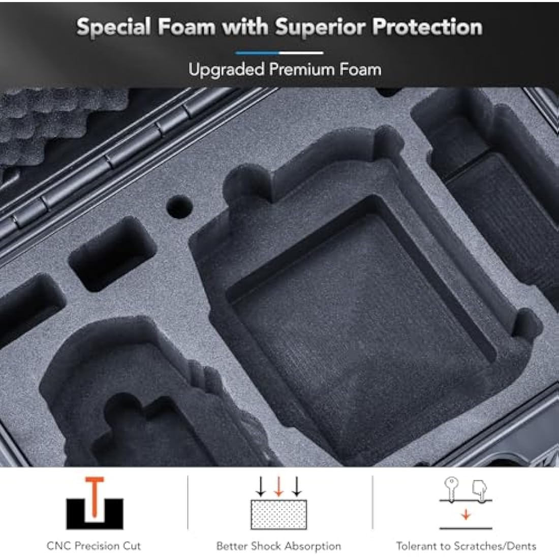 Lykus Titan MM410 Waterproof Hard Case for DJI Mini 4 Pro/Mini 3/Pro and RC2/RC/RC-N2/N1, Black with Shoulder Strap, Support 7 Batteries and RC Lanyard [CASE ONLY]