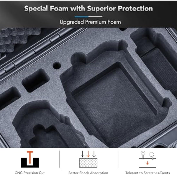 Lykus Titan MM410 Waterproof Hard Case for DJI Mini 4 Pro/Mini 3/Pro and RC2/RC/RC-N2/N1, Black with Shoulder Strap, Support 7 Batteries and RC Lanyard [CASE ONLY]