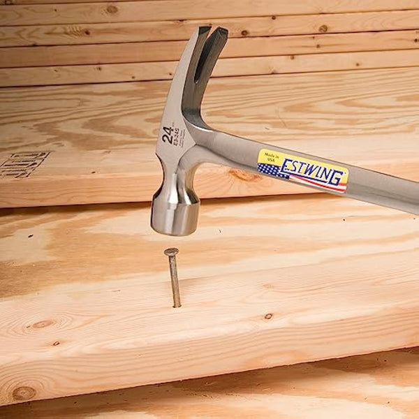 Estwing E3/24S Straight Claw Framing Hammer - Vinyl Grip,Silver,680g (24oz)