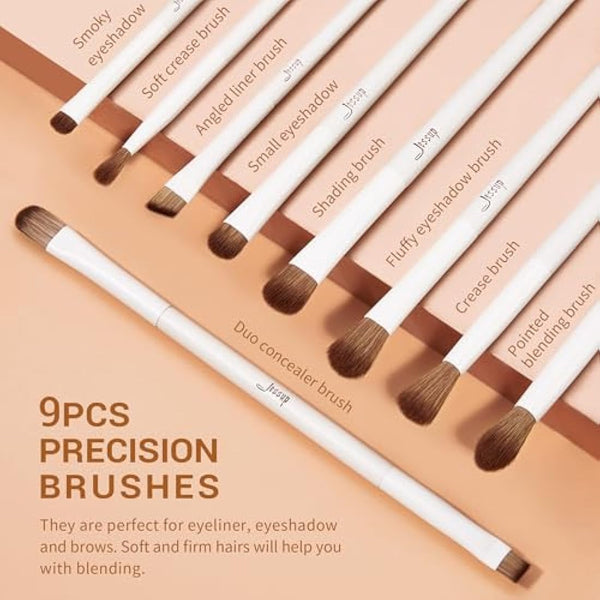 Jessup Makeup Brushes 14Pcs Make up Brushes Premium Synthetic Makeup Brush Set for Contour Concealer Foundation Eye Shadow Blending Liner Powder Blush Light Grey T329