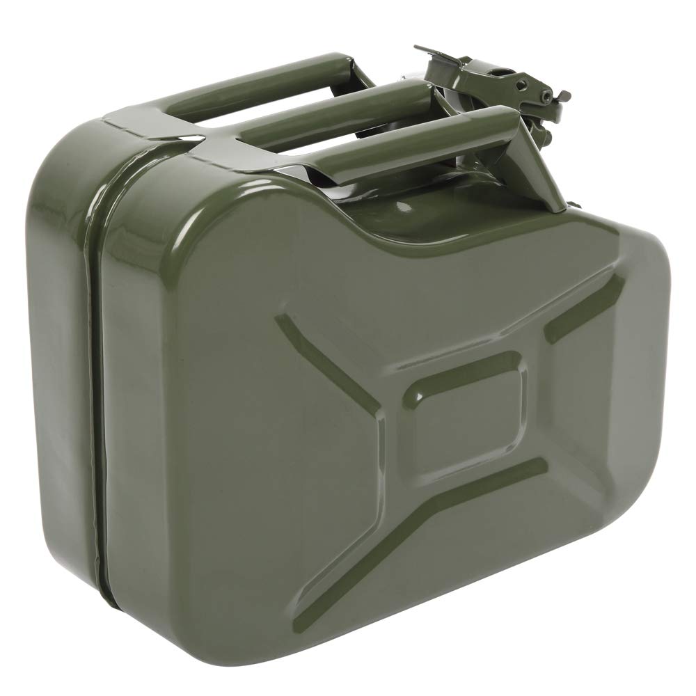 Bonnlo 20L Petrol Can Fuel Oil Storage Can Metal Jerry Diesel Tank with Flexi Spout For Diesel, Petrol, Oil Container (Green)