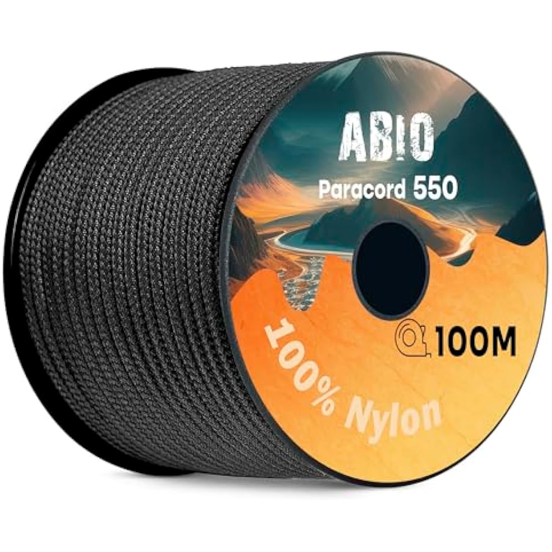 Abio Paracord 550 4 mm 100 m Nylon Rope Cord Nylon Cord for Bracelets Guy Ropes Camping Rope Washing Line Masonry Cord Tent Cord for Army Netting Survival Kit Equipment Black #016 4 mm 100 m