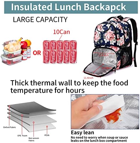 HILUSEN Travel Laptop Backpack for Men,Water Resistant Lunch Backpack Work Backpack with USB Charging Port