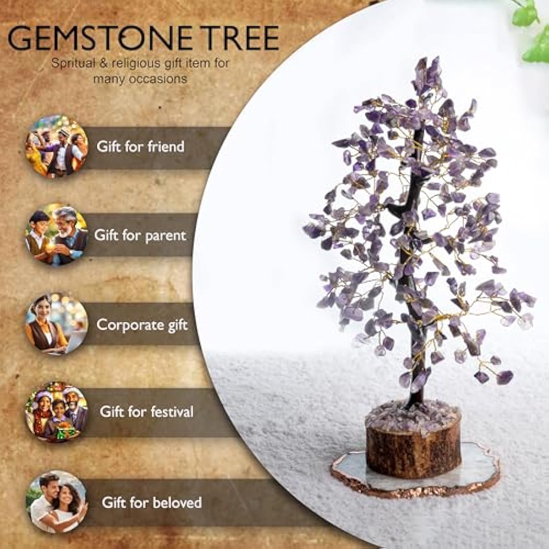 Amethyst Chakra Tree of Life - Crystal Tree for Positive Energy, Handmade Gem Tree - Feng Shui Decor, Good Luck Money Tree - Purple Healing Crystals for Spiritual Wisdom-Amythest tree