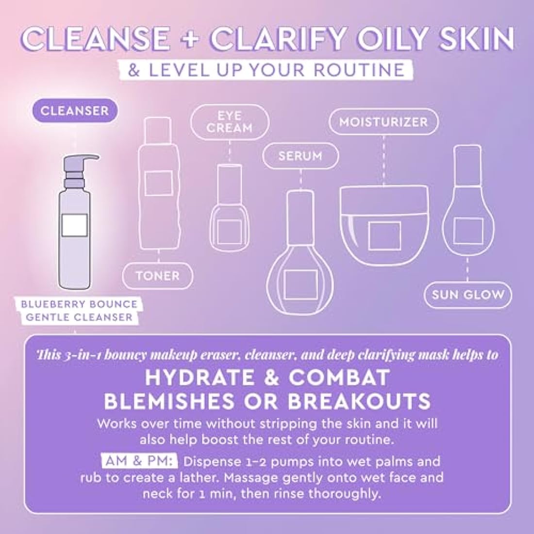 Glow Recipe Blueberry Bounce Hyaluronic Acid Foaming Cleanser - Pore-Refining + Hydrating Gentle Face Cleanser with AHA - Vegan + Cruelty-Free Face Wash for Sensitive Skin (160ml / 5.4oz)