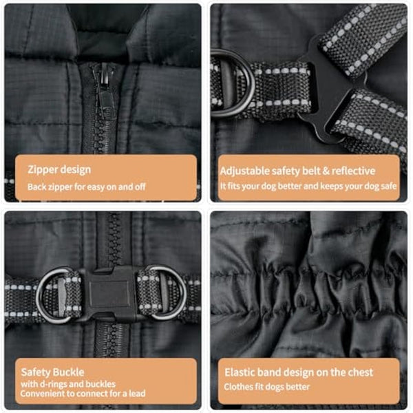 EASTLION Dog Coat with D-ring,Puppy Dog Waterproof Coats Clothes,Doggy Warm Jacket Vest Apparel for Small Pets Dogs Cats,Red,Size S