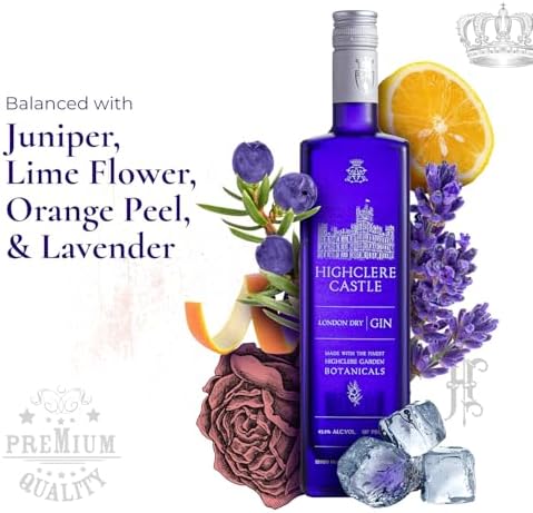 Highclere Castle London Dry Gin, 200+ Global Award-Winning Gin, Made of 10 UK-Grown Herbs and Oats, Perfect for a Glass of Gin and Tonic, ABV 43.5%, 87 Proof, 70 cl