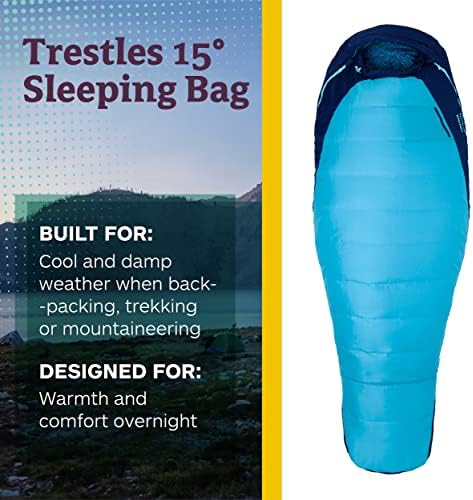 Marmot Wm's Trestles 15, Women's Mummy sleeping bag, light and warm 3 seasons sleeping bag