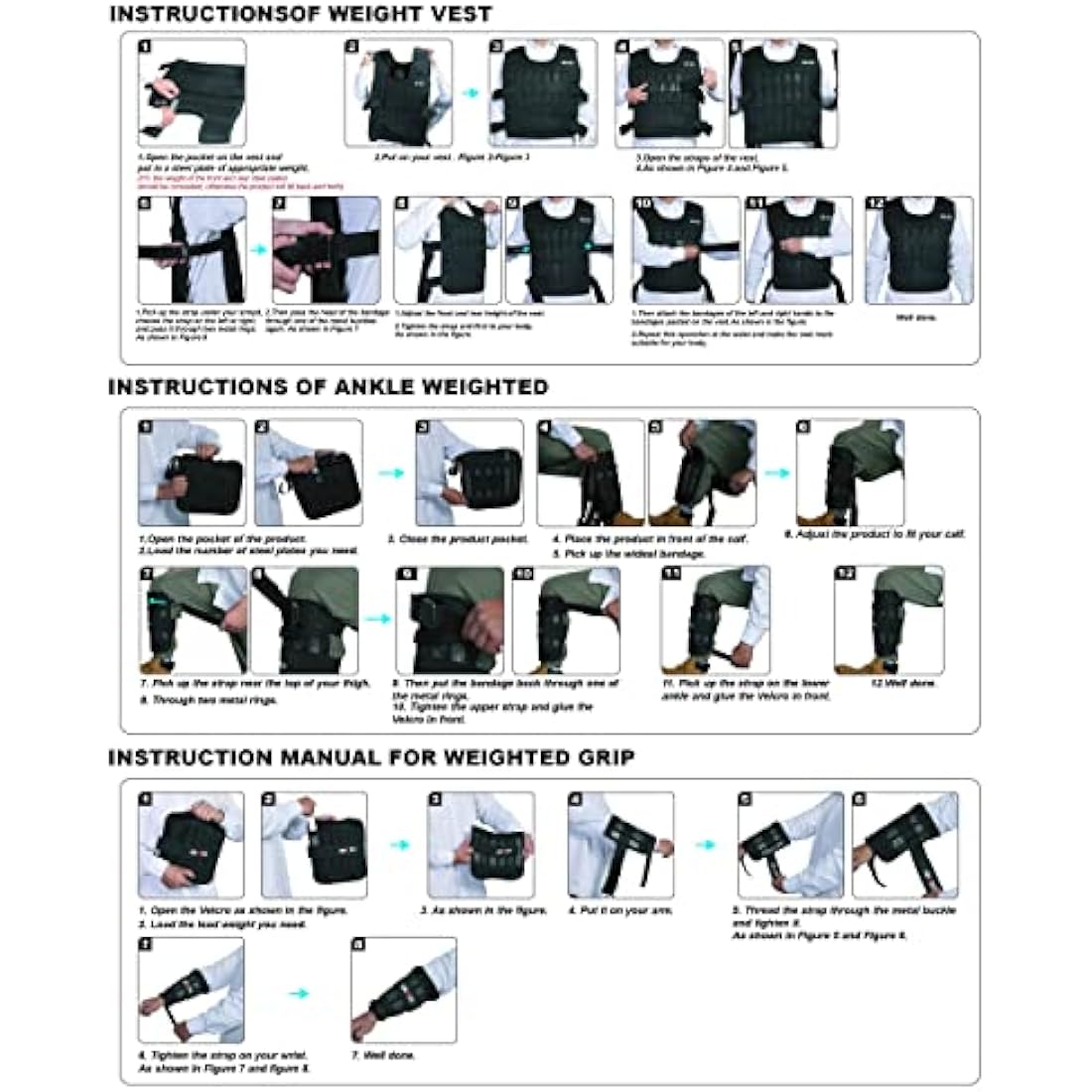 Adjustable Weighted Vest 44LB Workout Weight Vest Training Fitness Weighted Jacket for Man Woman (Included 96 Steel Plates Weights)