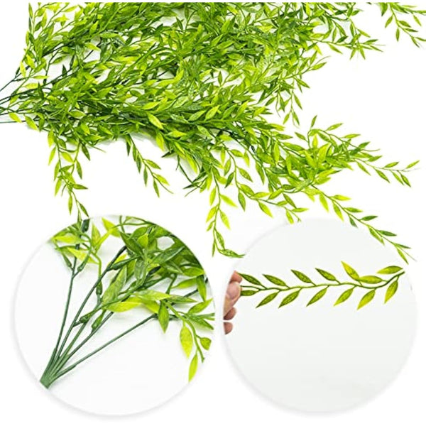 2 Pack Artificial Hanging Plants, Plastic Fake Ferns Ivy Artificial Trailing Plants, Fake Vine Hanging Basket, Faux Plant with Willow Leaves for Indoor Outdoor, Garden, Bedroom, Wall Decoration