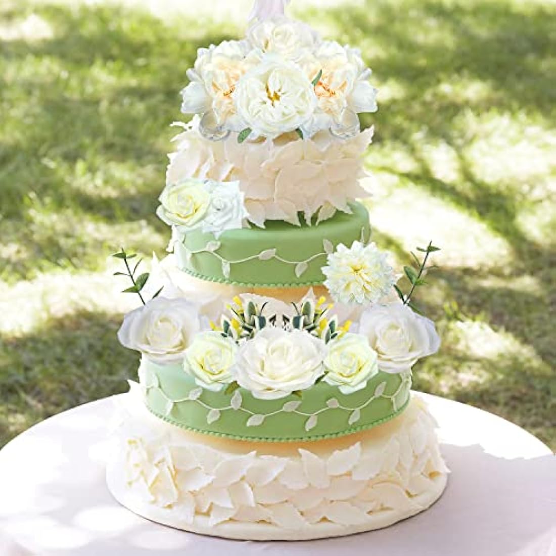 Jubor Artificial Flowers White, Dusty Rose Artificial Silk Flowers for DIY Wedding Bridal Bouquets Centerpieces Arrangements Baby Shower Party Home Decorations