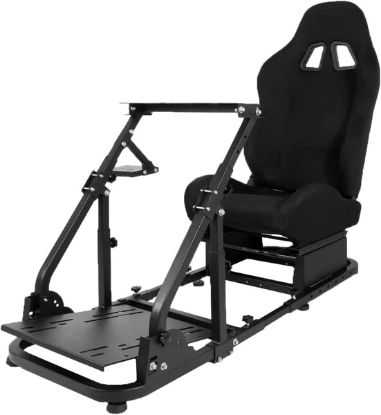 Dardoo Stable Racing Simulator Cockpit with Black Game Seat Fits for Logitech/Thrustmaster/Fanatec G29 G920 G923 T150, Steering Wheel Stand with Reinforcement Bars, Not Included Steering Wheel & Pedal