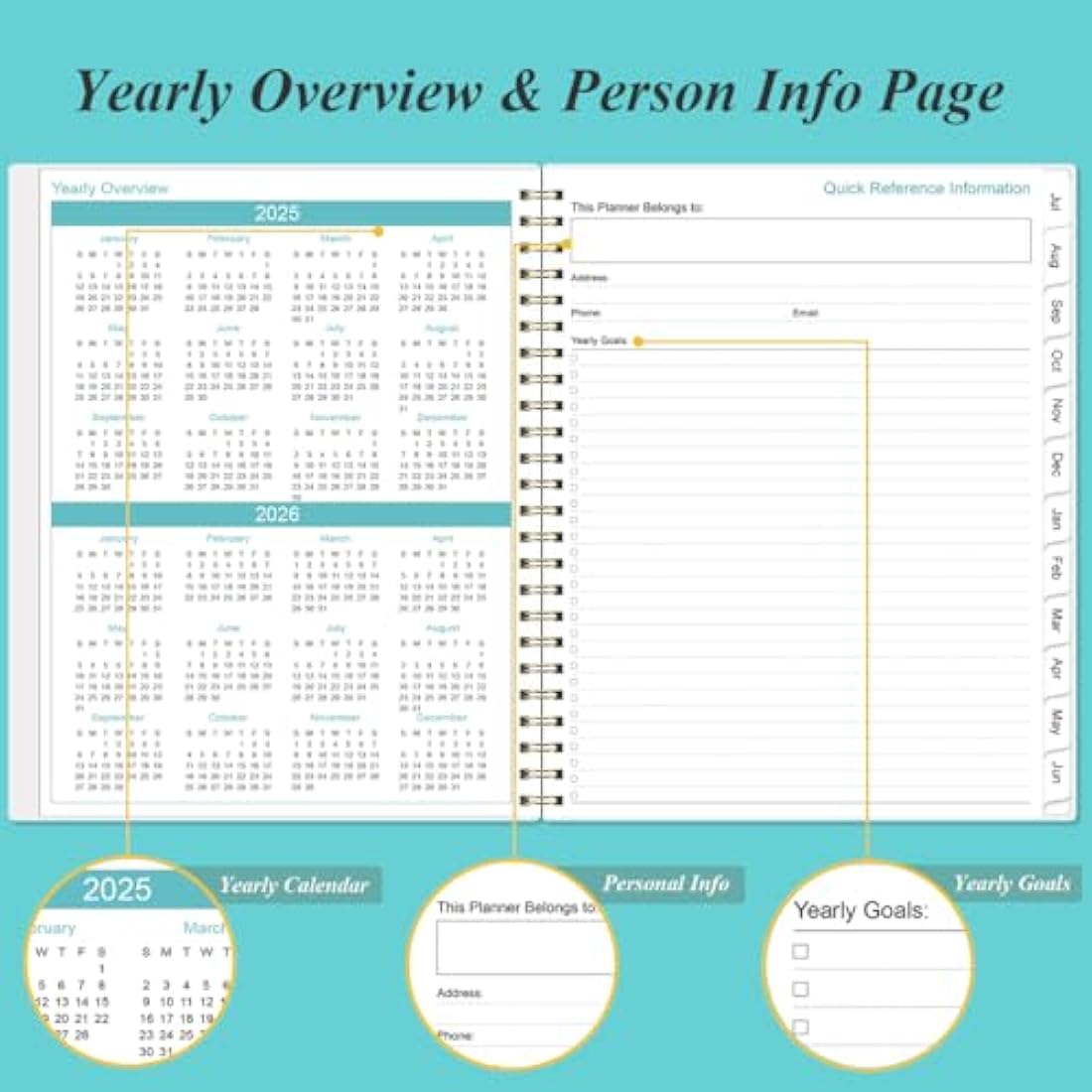 2025 Planner - January 2025 - December 2025, Weekly & Monthly Planner & Journal to Track Goals, 8.5" x 11", Blue Flower