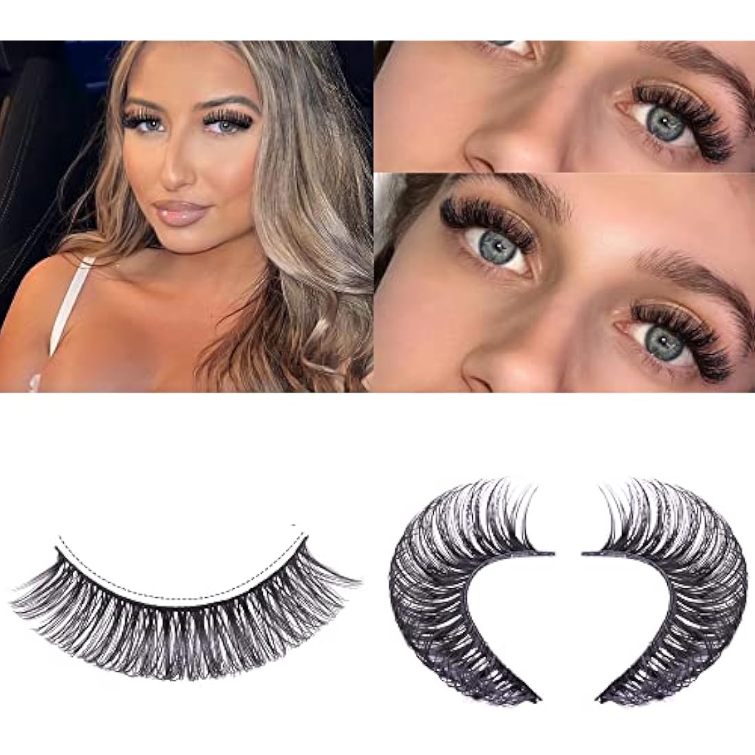 False Eyelashes Russian Strip Lashes Natural Fluffy Wispy D Curly 10 Pairs Reusable Fake Eyelashes Faux Mink Lashes Thick Short Soft Eyes Lash