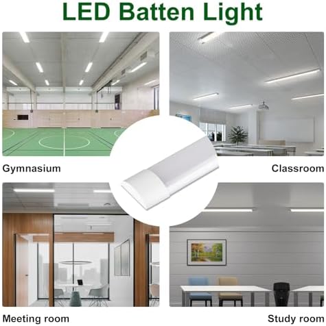 muzha 4 Packs LED Batten Lights，PC Body， 4FT 36W 4000k 3600lm,Low Profile Wall or Ceiling Surface Mounted Fitting for Home/Workshop/Office/School Restaurant (4FT)