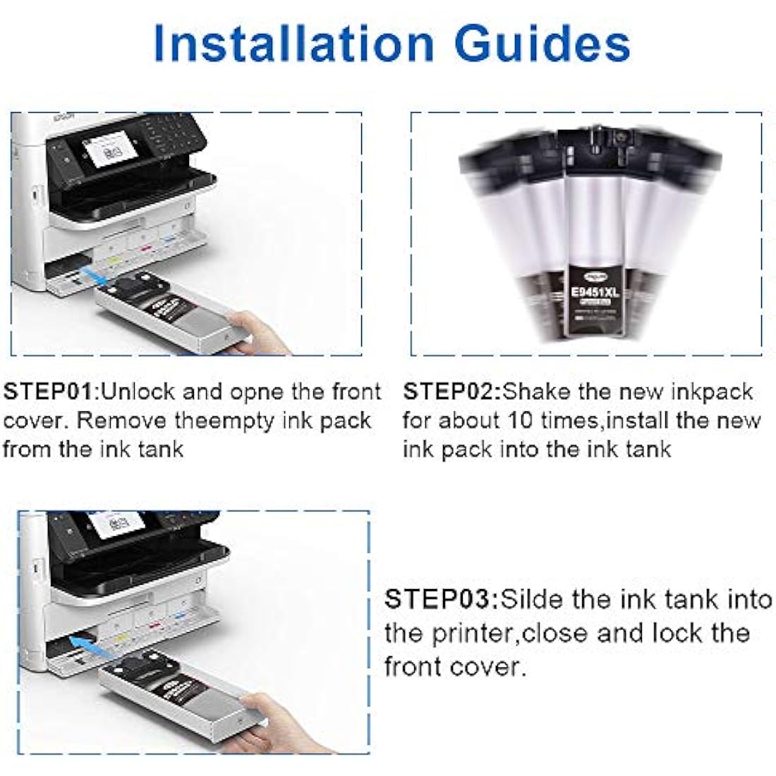 Jagute T9451 Ink Cartridges Compatible with Epson T9451 T9452 T9453 T9454 for Epson WorkForce Pro WF-C5210 WF-C5210DW WF-C5290 WF-C5290DW WF-C5710 WF-C5710DWF WF-C5790 WF-C5790DWF Printers (4 Pack)