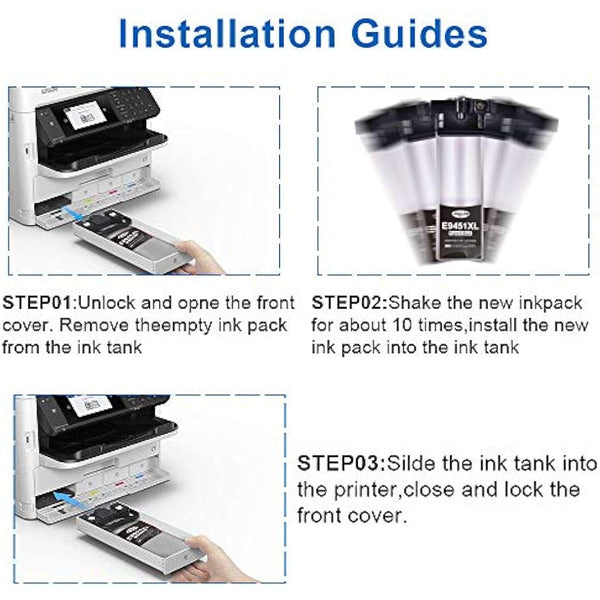 Jagute T9451 Ink Cartridges Compatible with Epson T9451 T9452 T9453 T9454 for Epson WorkForce Pro WF-C5210 WF-C5210DW WF-C5290 WF-C5290DW WF-C5710 WF-C5710DWF WF-C5790 WF-C5790DWF Printers (4 Pack)