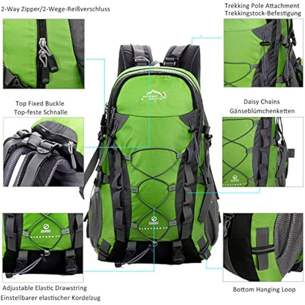 40L Hiking Backpack for Men and Women Trekking Rucksack Lightweight Travel Daypack with Waterproof Rain Cover,Large Sports Bag for Outdoor Activities