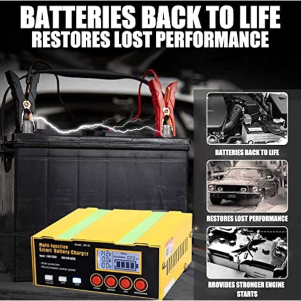 DSGKUU 12Amp Car Battery Charger, LiFePO4 Battery Charger Maintainer Lithium Trickle Charger with LCD Screen, Pulse Repair Suitable for Lead-Acid(AGM/Gel/SLA) Automotive