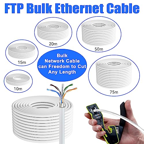 Ethernet Cable 100m Shielded Cat 6 Cable Bulk FTP, 23AWG Gigabit Anti-jamming Flame Retardant LAN Network Internet Cable Indoor Outdoor Weatherproof | Cat 6, CCA, RJ45(100 Meters)