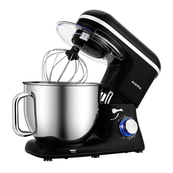 Aucma Stand Mixer, 6.2L Food Mixers for Baking, Electric Kitchen Mixers with Bowl, Dough Hook, Wire Whip & Beater (6.2L, Black)