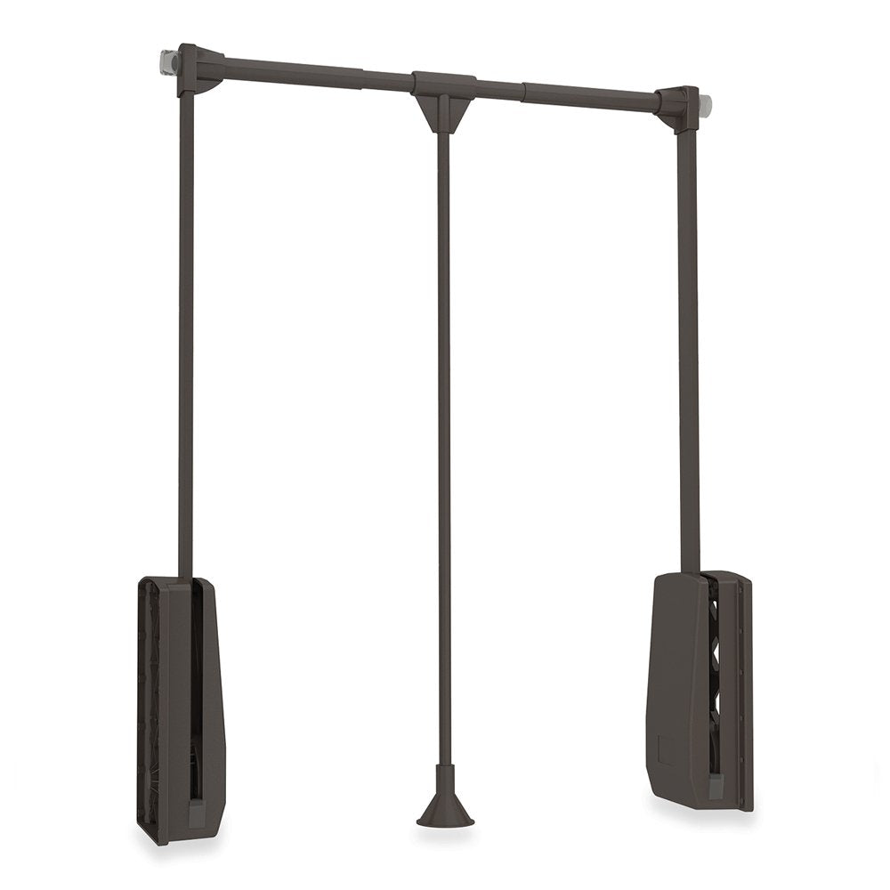 Emuca - Hang pull down wardrobe rail lift, adjustable width 830-1150mm (32,6-45,2 inch), moka painted finish