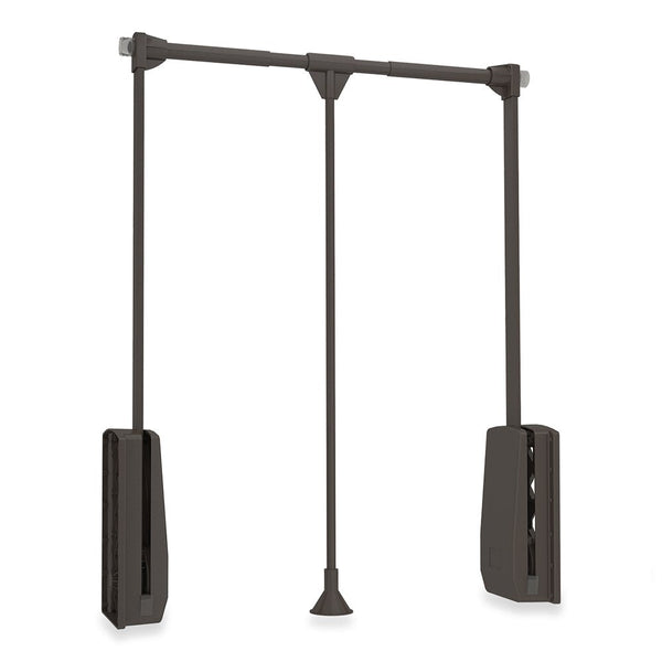 Emuca - Hang pull down wardrobe rail lift, adjustable width 830-1150mm (32,6-45,2 inch), moka painted finish