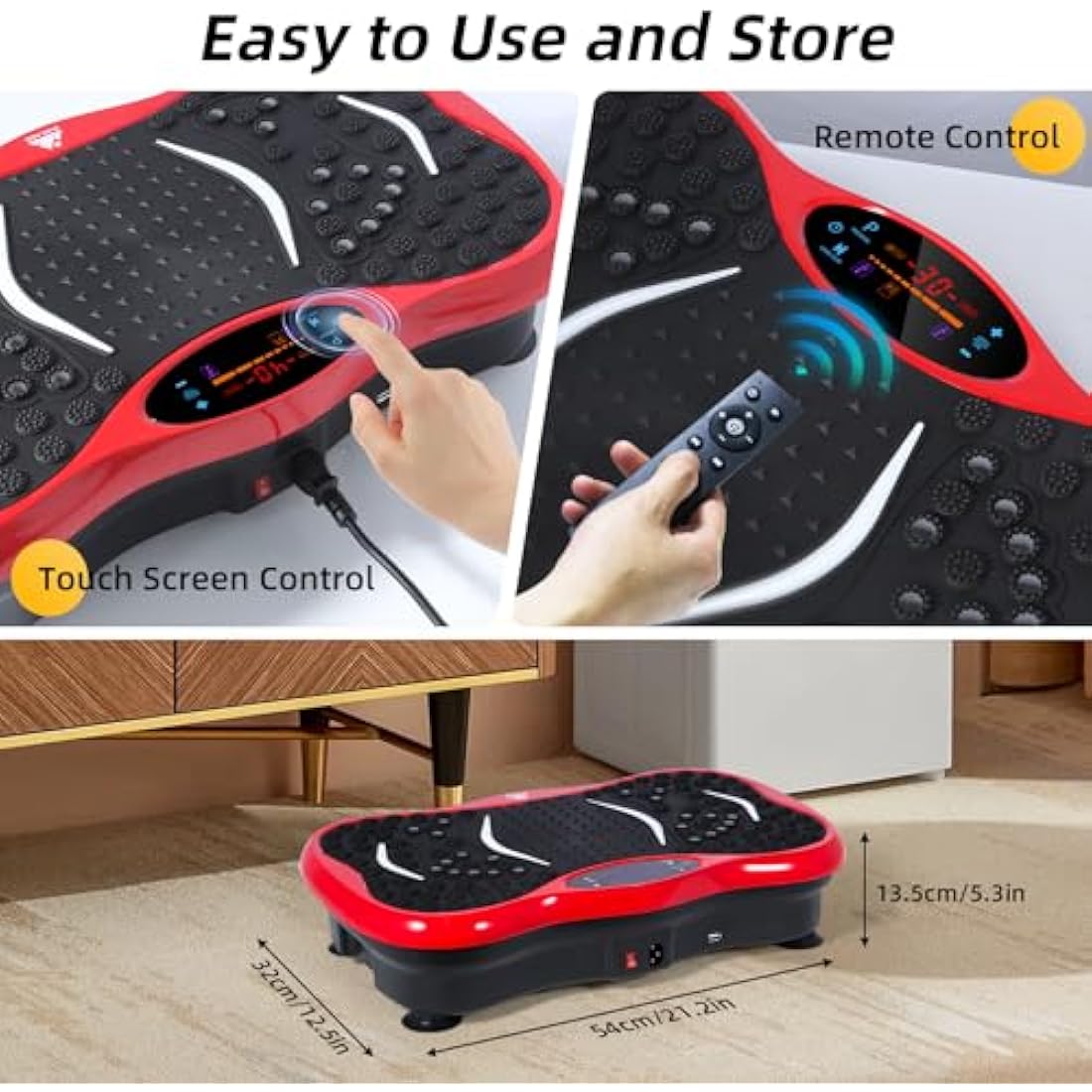 EVOLAND Vibration Plate Exercise Machine, Vibration Fitness Trainer with Bluetooth Speaker, 5 Program Modes, 2 Resistance Bands, Home Exercise Equipment for Fitness Body Toning