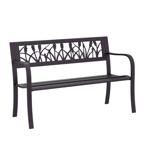 Garden Vida Steel Garden Bench, Tulip Design 3 Seater Outdoor Furniture Seating Park Patio Seat