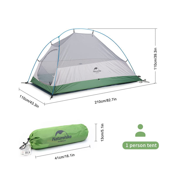Naturehike Cloud up 1 Person Backpacking Tent Lightweight Camping Hiking Dome Tent for 1 Man