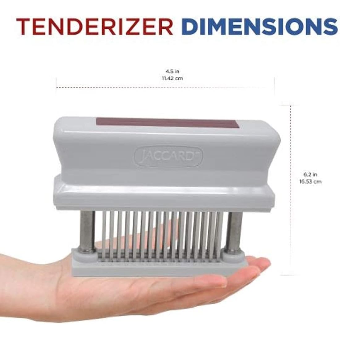 Jaccard 200348R, 48 Blade Durable Meat Tenderizer with Stainless Steel Razor Sharp Needle, Cooking Gadget for Tenderizing Chicken, Beef, Pork, Veal, BBQ, Red
