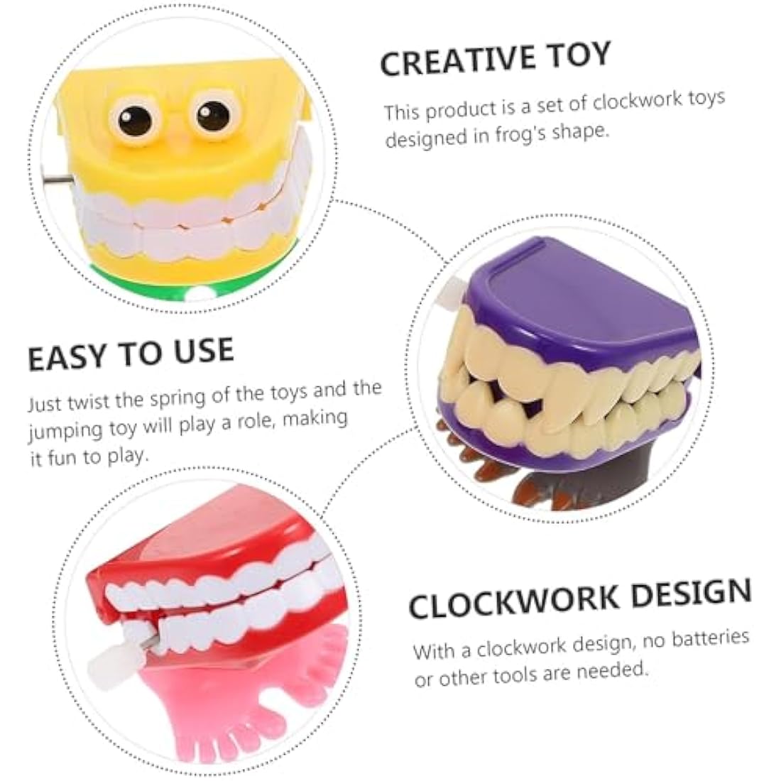 5Style Chattering Teeth Wind Up Chick for Kids Party Game, Halloween Clockwork Walking Toy Mini Teeth Novelty Walking Wind Up Toy for Christmas Halloween Tooth Stocking Fillers Party Favors
