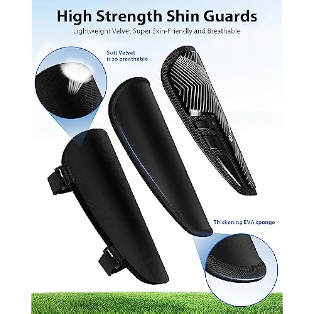 AirsFish Shin Pads Boys CE Certified Kids Football Shin Guards Breathable Non Slip Extended Adjustable Straps Lightweight Soccer Shin Pads for Boys Girls Teens Leg Calf Protective