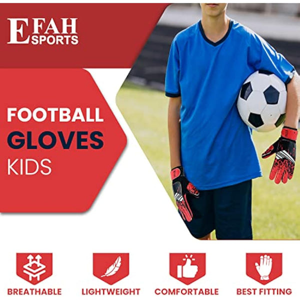 EFAH SPORTS Football Goalkeeper Gloves For Boys kids Children Youth Soccer Goalie Glove with Super Grip Palms