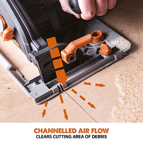 Evolution Power Tools R185CCSX Circular Saw With 1020 mm 3-Piece Track | Multi-Material Blade, Cuts Wood, Metal, Plastic & More | Incl Dust Port Adapter | 185mm (230v)