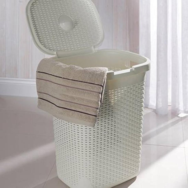 Addis 50 Litre Calico Faux Rattan Hamper, Cream