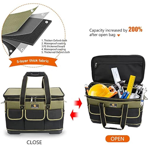 Drado Tool Bag Muti-Purpose Tool Bag Organiser with Adjustable Shoulder Strap (40 x 23x 28cm)