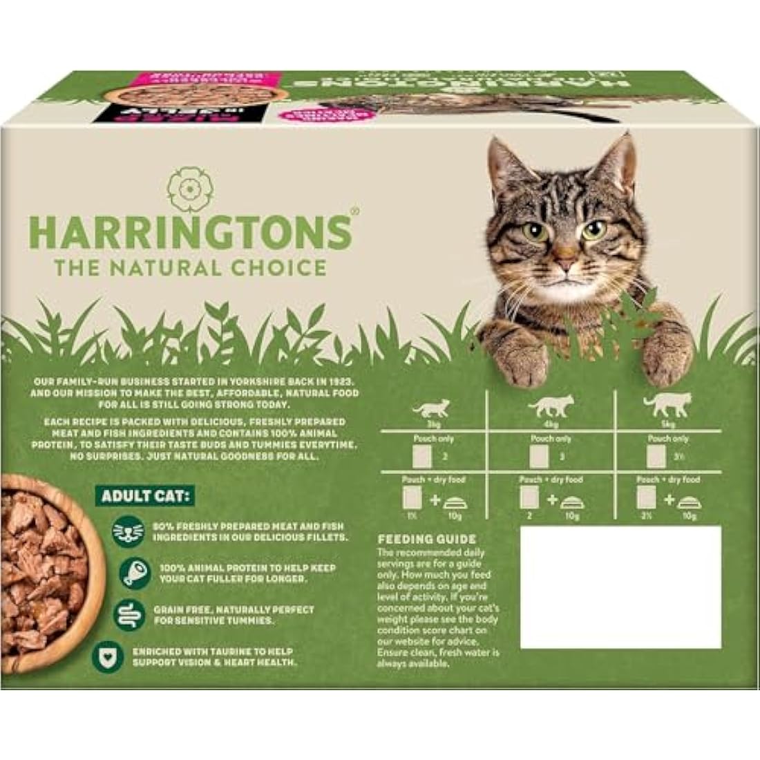 Harringtons Complete Wet Pouch Grain Free Hypoallergenic Adult Cat Food Mixed in Jelly Pack 72x85g - Beef, Chicken, Salmon & Tuna- Making Mealtimes Meatier
