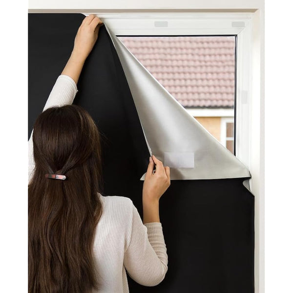 Easynight Blackout Blind, 100% Light Blocking Fabric, Large, Fit Any Size/Shape Up To 200x145cm, Made to Measure Service Available, No Drill, Easy Use Temporary Permanent Anywhere