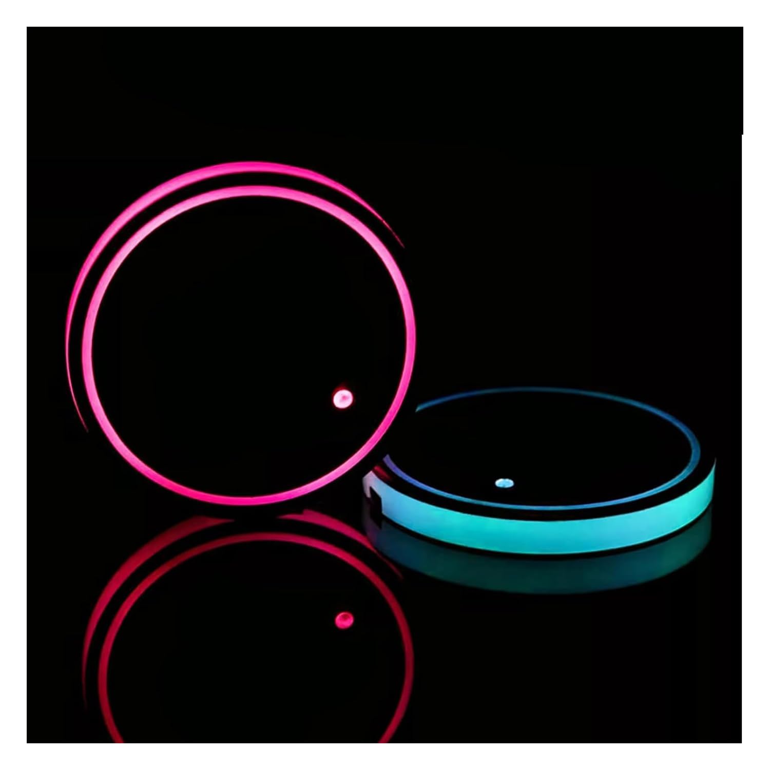 LED Car Coasters, 2Pcs LED Cup Holder Lights for Car with 7 Colors, USB Charging Car Coasters - Car Accessories Interior Decoration Lights for All Models